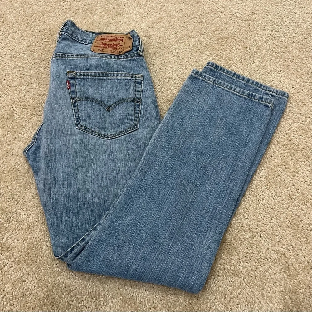 Levi Strauss Levi’s Men’s 501 Straight Fit Size 32 X 32 Blue Jeans,